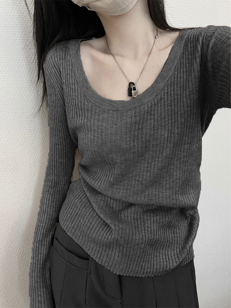 秋装年新款长袖针织上衣内搭低领打底衫女秋冬款今年流行小衫