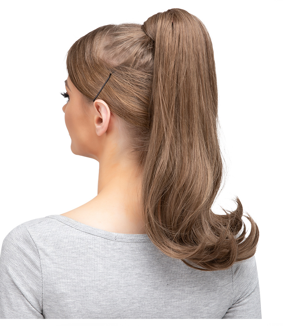 Peluca de seda de alta temperatura transfronteriza con clip, cabello largo, cola de caballo, bobinado femenino, micro rizo natural, fibra química, fabricante de cola de caballo, comercio exterior_voghion.com