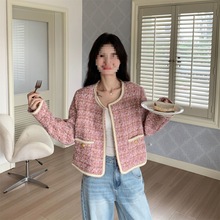 粉色小香风短外套女短款秋季新款韩版小个子减龄漂亮洋气上衣