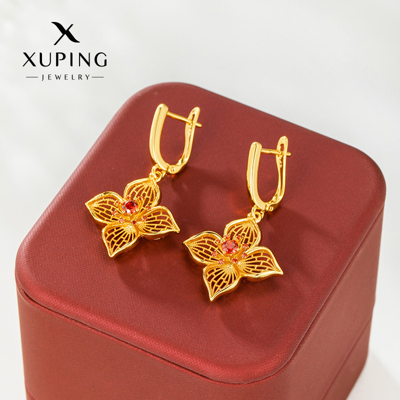 Xuping joyas europeas y estadounidenses gemas artificiales transfronterizas flores agujeradas delicadas pendientes temperamento de alta calidad pendientes para mujeres
