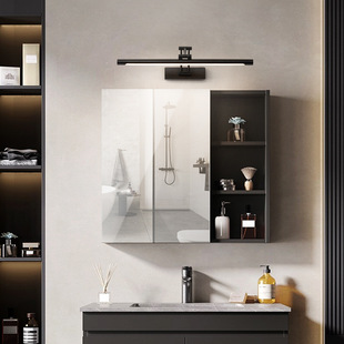 Bathroom Mirror Headlight Led Bathroom Mirror Cabinet Remote Control Toilet Punch-Free Dressing Table Lamp Telescopic Foldableing Modern
