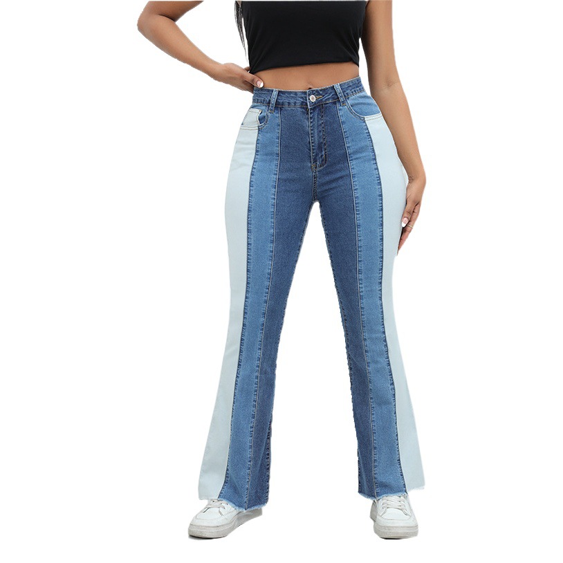 Jeans de Mujer con Bloques de Color Lavados, Elásticos y a la Moda, Estilo Europeo y Americano, Novedad de Amazon 2025, en Existencia, Directo del Fabricante