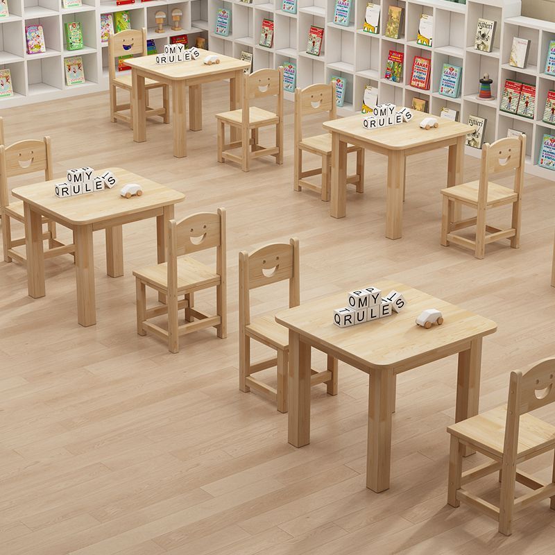 Kindergarten Solid Wood Tables and Chairs Children's Home Learning Desks and Chairs Set Early Education Baby Game Toys Painting Table