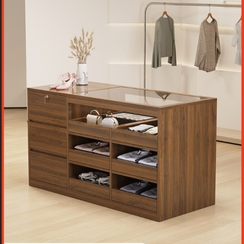 收银台展示台吧台玻璃中岛储物柜摆件柜台流水陈列落地式中岛展台