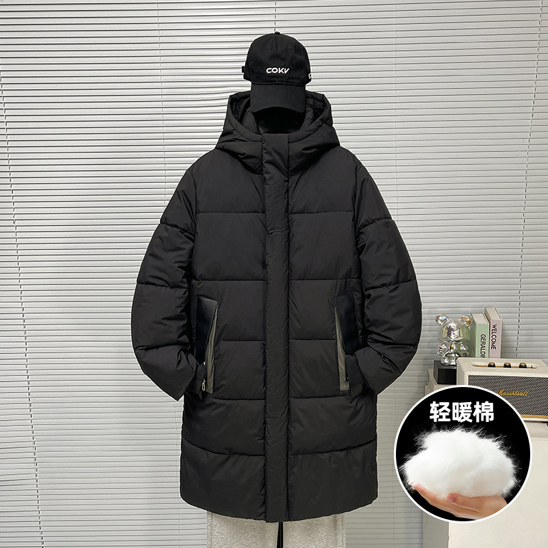 Otoño y invierno neutro suelto con capuchón para hombres y mujeres de tamaño grande comercio exterior chaqueta de algodón medio largo