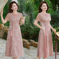 Новое летнее платье в китайском стиле для мамы, улучшенное платье Cheongsam, новинка 2025 года, летняя достойная и элегантная юбка для женщин среднего и пожилого возраста.