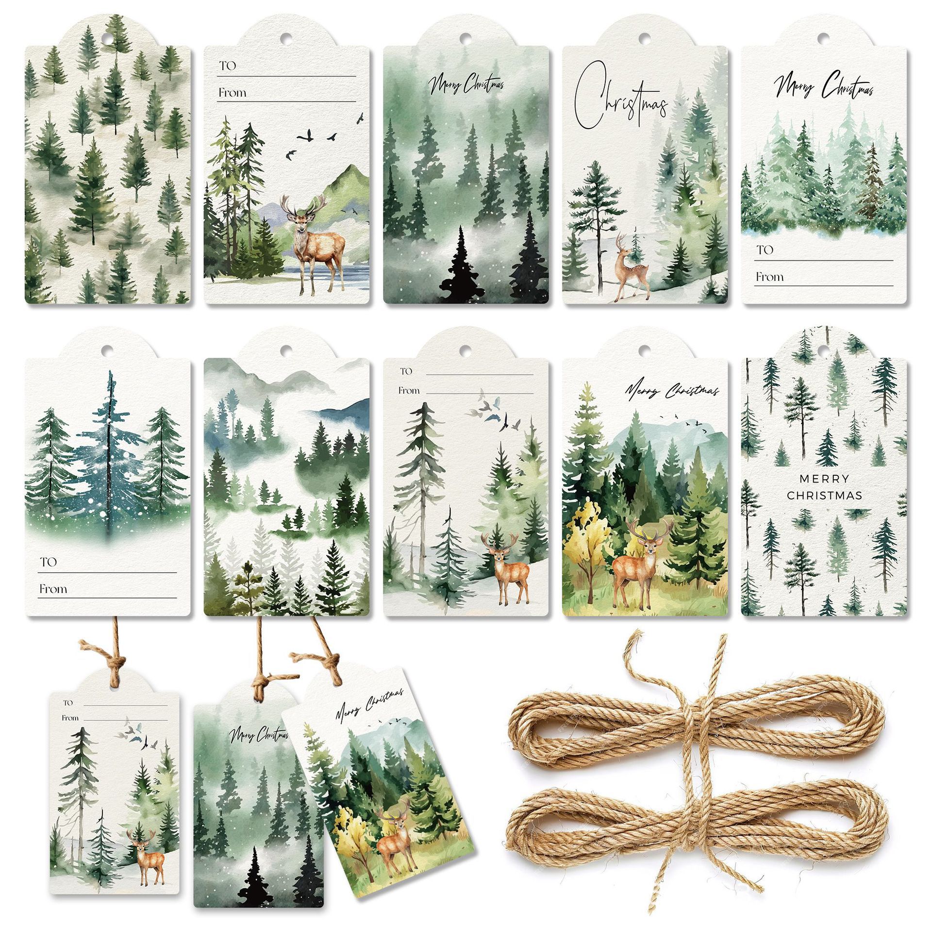 DP003 水森林 动物节日祝福卡片 礼品装饰吊牌挂牌包装盒装饰卡片