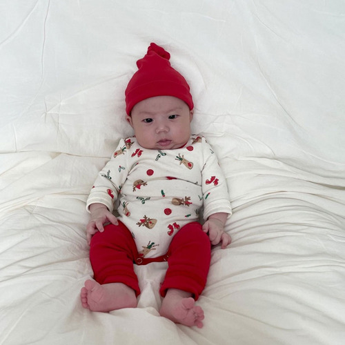 24 autumn and winter new baby jumpsuit ins style infant Christmas clothing set baby baby clothes three-piece set