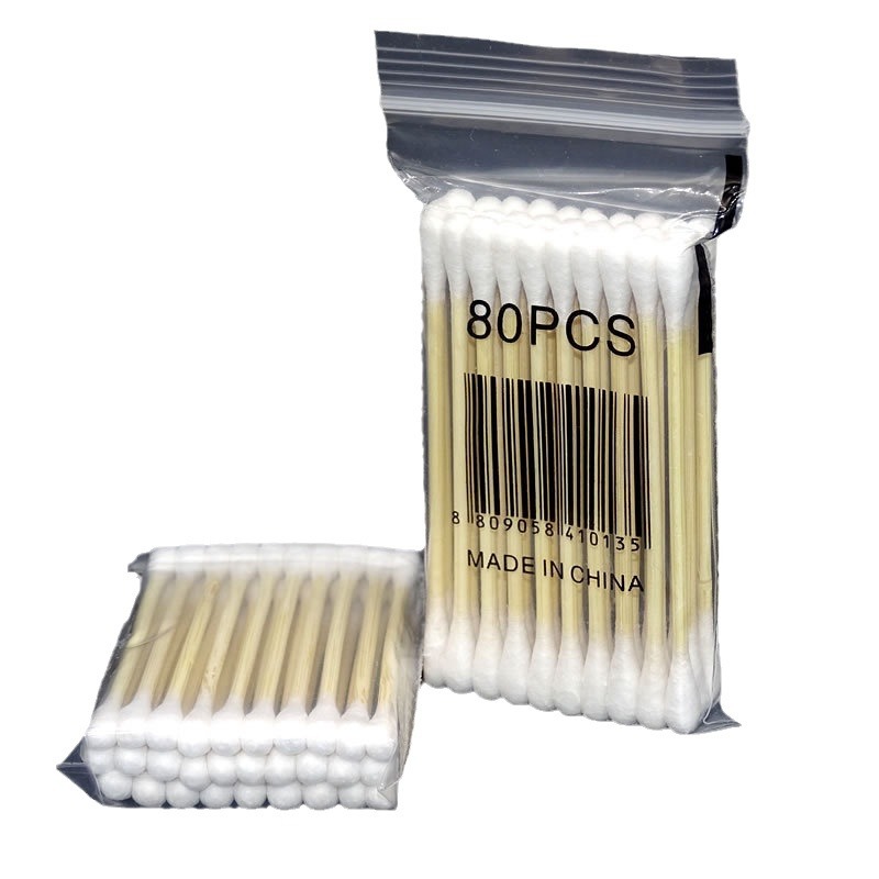 30 bolsas de máquina de algodón envasado desechable de doble cabeza limpia barra de algodón doméstica para el baño de algodón de maquillaje