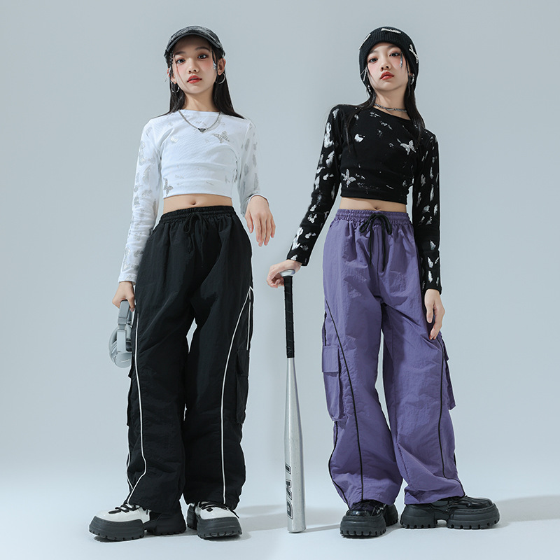 소녀 스트리트 댄스 의상 어린이 힙합 라틴 댄스 슬림 핏 달콤한 쿨 패션 의상 세트 재즈 댄스 의상 공연 의상