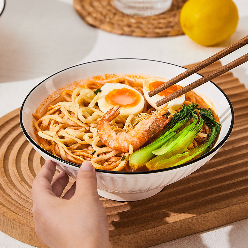 Japanese Ramen Bowl Household Ceramic Instant Noodle Bowl Underglaze Color Tableware 2025 New Large Soup Bowl Snail Noodle Bowl
