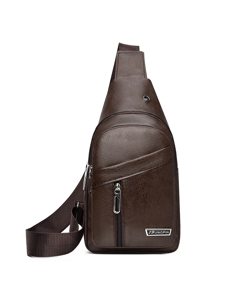 2024 bolso de pecho de cuero suave PU simple bolso de hombro a prueba de agua bolso de mochila de negocios casual al por mayor