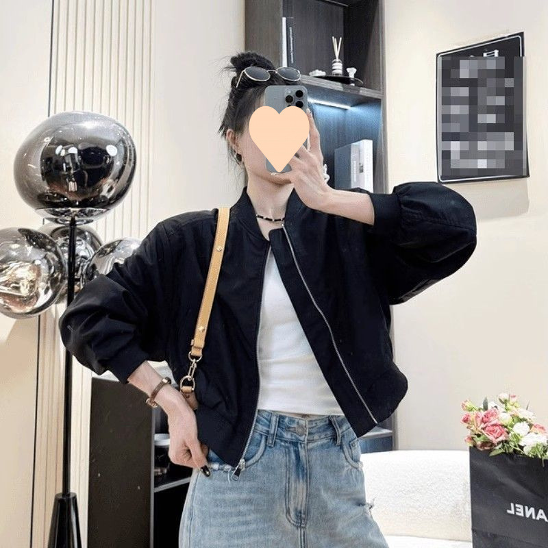早秋女短款百搭休闲夹克上衣小个子简约时尚立领棒球服运动外套潮|undefined