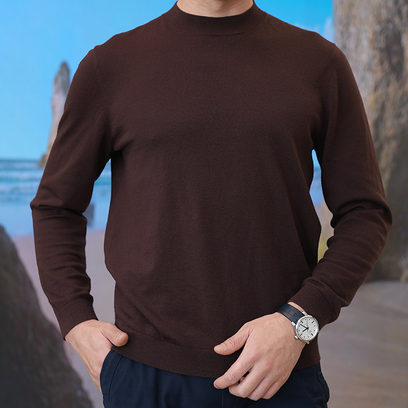 明星同款半高領羊毛t男款秋冬季輕薄羊毛衫可機洗多色毛衣男百搭