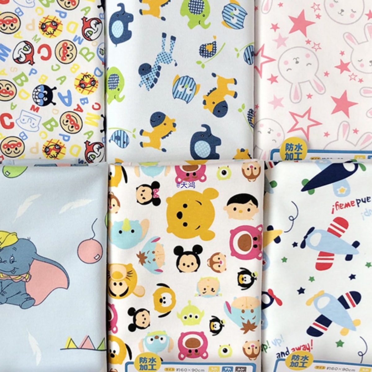 Cartoon Baby Pure Cotton Diaper Pad, Bamboo Fiber Breathable Three-Layer Double-Sided Washable Waterproof Bed Sheetss for All Seasons