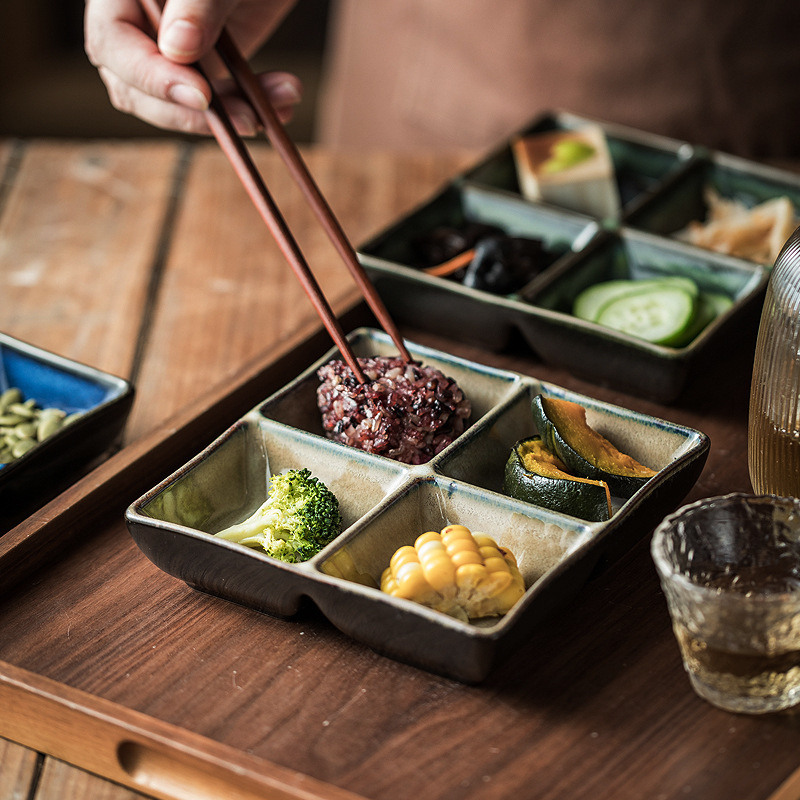 [Dropshipping] Multi-Compartment Plate, High-Looking Dinner Plate, Platter Tableware, Ceramic Small Plate, Exquisite Small Dish