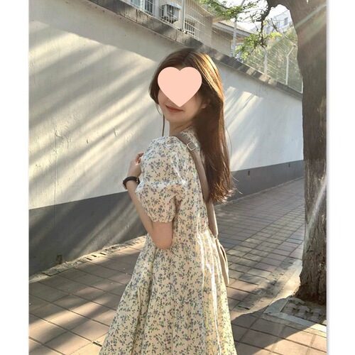 Summer Year Beach Vacation Style Floral Print Dress for Women, Mallow Tea Break French Long Dress, Spring Outfit