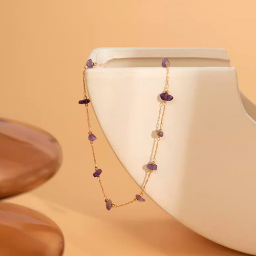 Gold Bead Anklet Simple Design Titanium Steel 18K Gold Metal