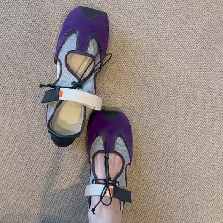 Versión de piel de oveja ~ Zapatos de senderismo deportivos retro feos y lindos para mujer, zapatos Mary Jane huecos casuales de todo fósforo, zapatos individuales con velcro