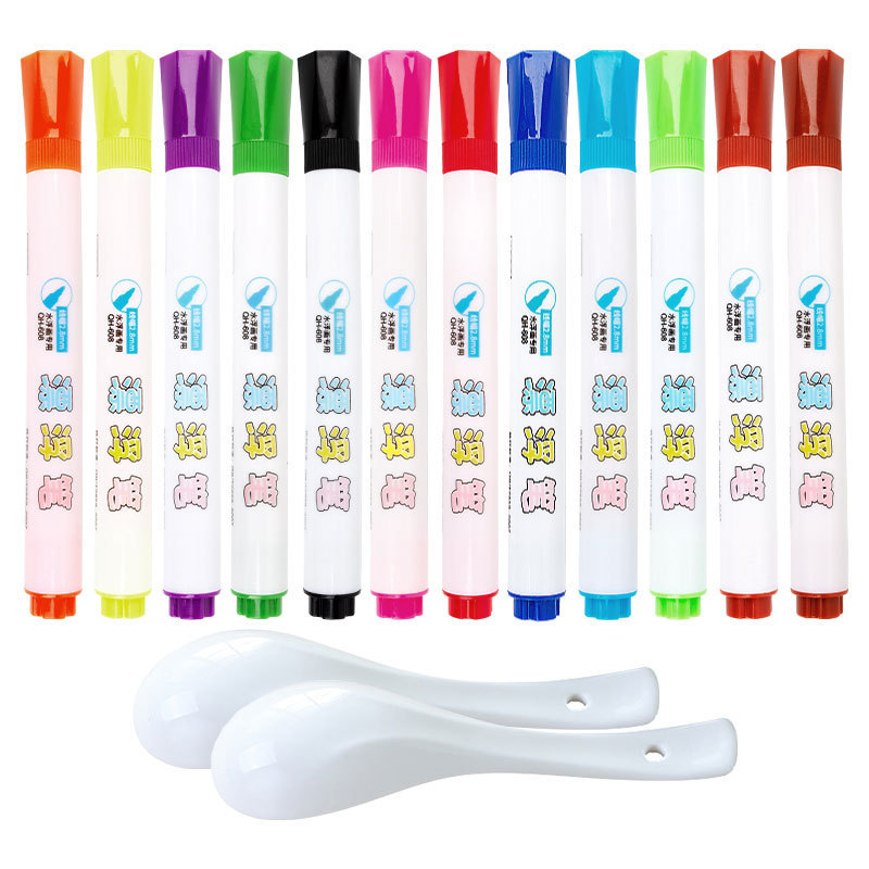 Marcador de pizarra blanca para niños, bolígrafo a base de agua que flota mágicamente sobre el agua, bolígrafo colorido que es fácil de borrar y puede flotar.
