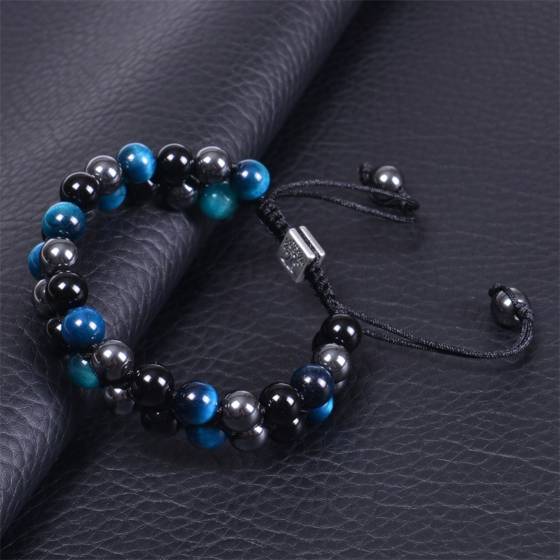 1 Piece Simple Style Round Tree Natural Stone Beaded Handmade Men's Bracelets display picture 2