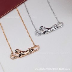 卡家高版本豹子项链女光面满钻金钱斑点猎豹满钻锁骨链批发送女友