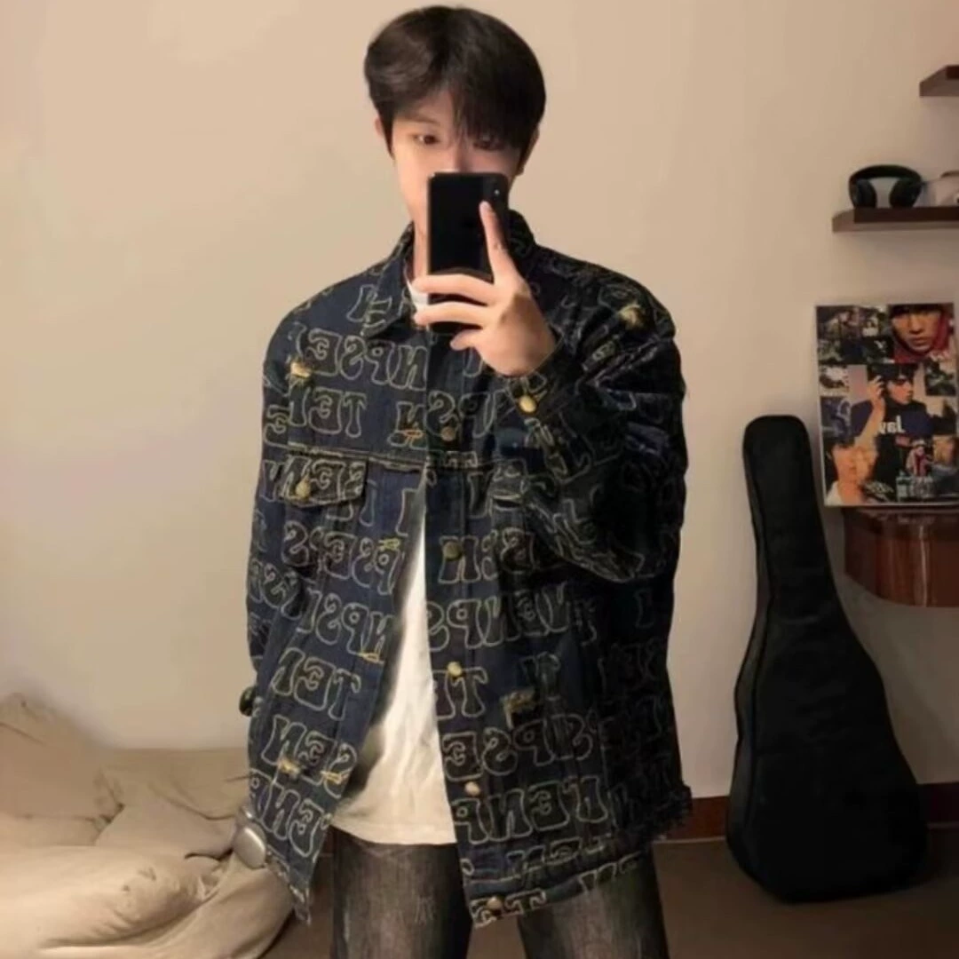 Retro denim jacket for leisure for beloved, American style