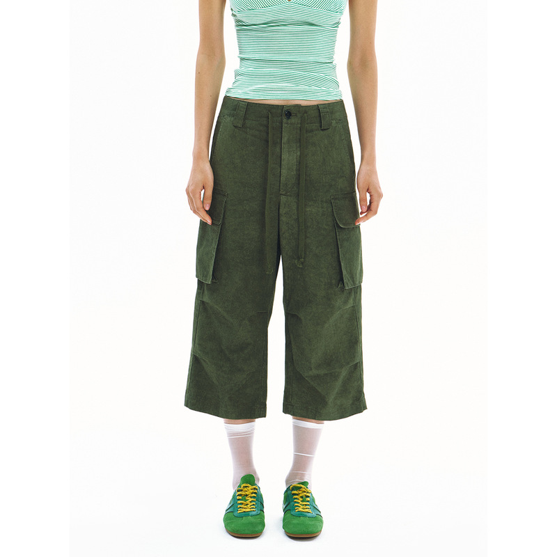 【识时黑标】New Loose Wide-Leg Casual Lightweight Vintage Workwear Cropped Capri Pants for Women V60863 【识时黑标】New Loose Wide-Leg Casual Lightweight Vintage Workwear Cropped Capri Pants for Women V60863