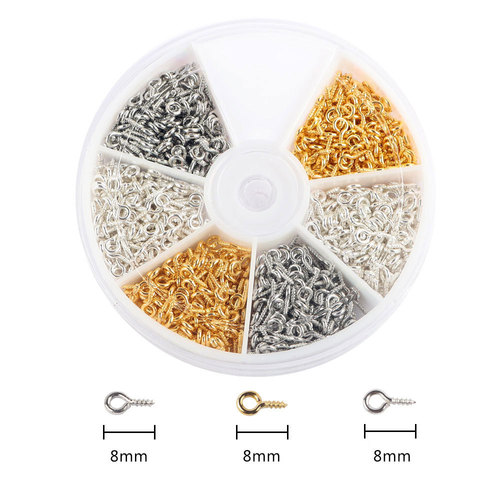 Cross-border 8/10mm boxed metal threaded horn nails diy jewelry accessories flat head sheep eye screws