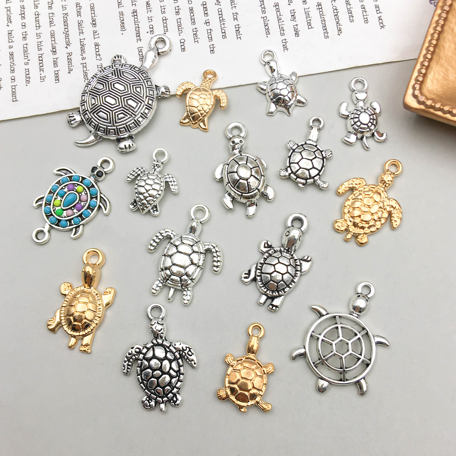 2g Weight Pendant Jewelry Making Type DIY Jewelry Accessories Classification 15 Models Per Model 1, 15/Bag Quantity Zinc alloy Material Printing Pattern Plating Design Hip-Hop, Retro Style 15 Models Per Model 1, 15/Bag Zinc Alloy Printing Pendant 7