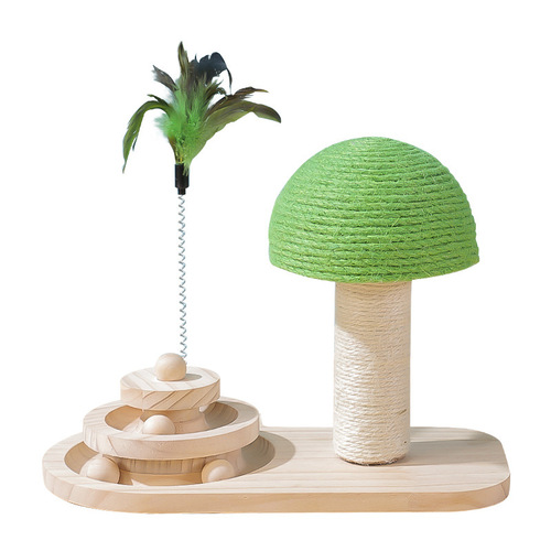 [Factory direct sales] New sisal ball solid wood turntable durable cat stick toy cat supplies dropshipping