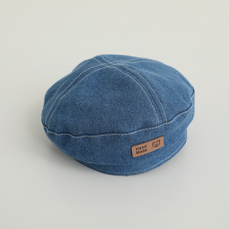 Boina para niños de estilo japonés primavera y verano nuevos niños y niñas retro versátil Denim octogonal sombrero otoño bebé pintor sombrero moda