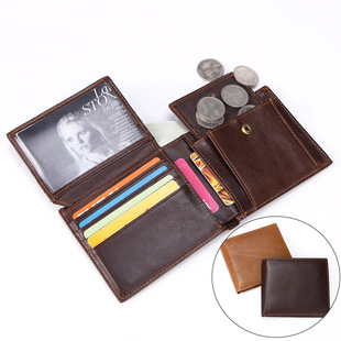 Cross-border Explosive Genuine Leather Men's Wallet Multifunctional Money Clip Vintage Cowhide Change Coin Bag Casual Money Set for Men