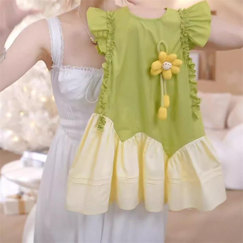 Xianning siete niñas vestido sin mangas verano nuevo estilo estilo occidental vestido de princesa para niños vestido de un año vestido de chaleco de verano