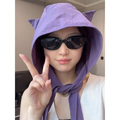 かわいい奇妙な小悪魔速乾帽子供旅行休暇日焼け止め帽百合顔子猫耳漁師帽