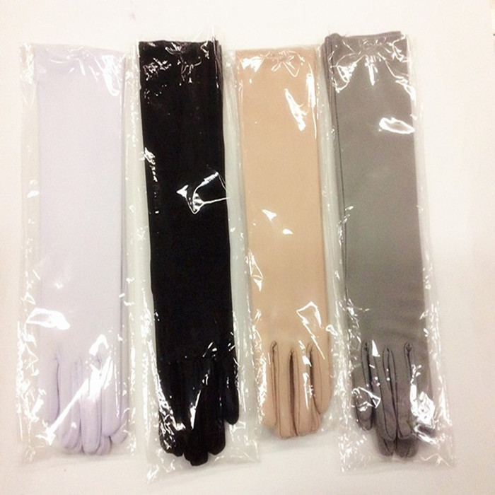 33cm 고탄성 중간 길이 스판덱스 장갑 자외선 차단 및 방풍 스킨케어 무대 공연 스판덱스 장갑