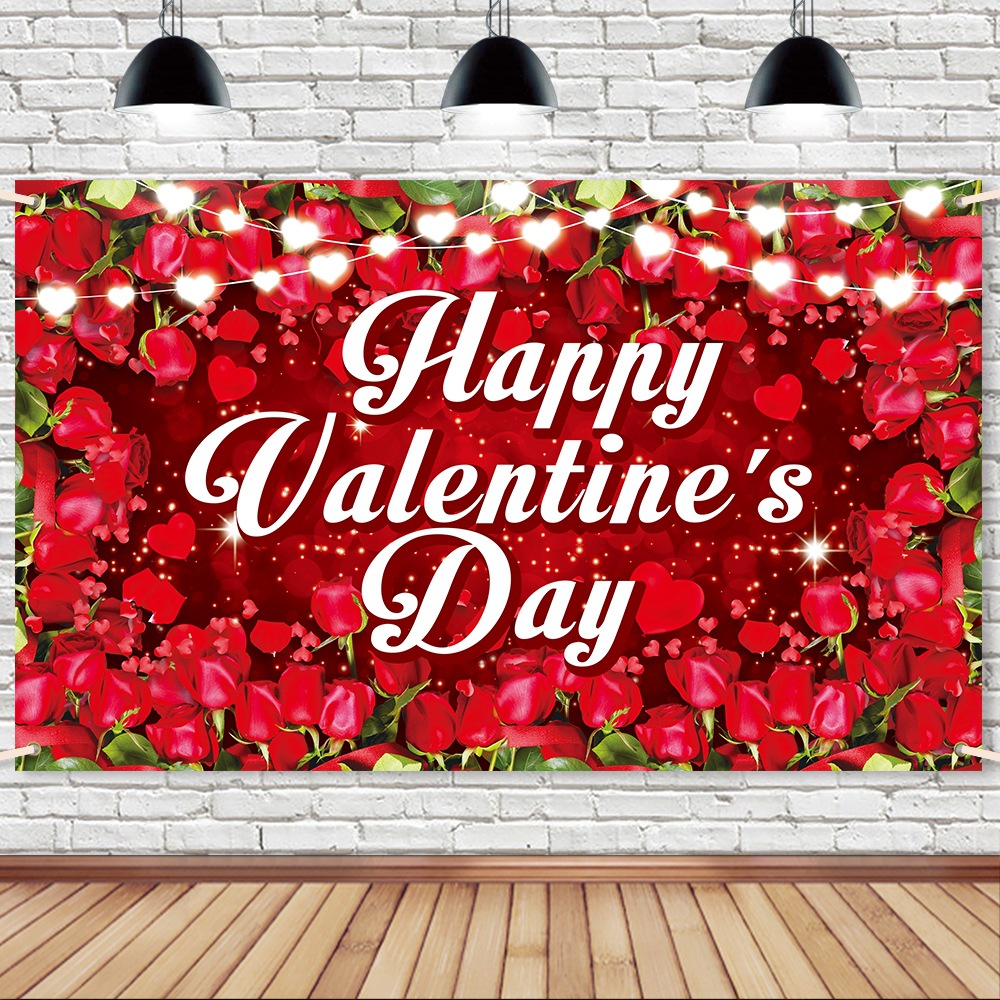 Amazon nuevo fondo del día de San Valentín decoración pancarta propuesta decoración de la boda rosa amor fondo tela foto