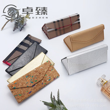 黑色仿牛皮牛皮纸眼镜盒厂批发 抗压金属三角眼镜盒 可印logo