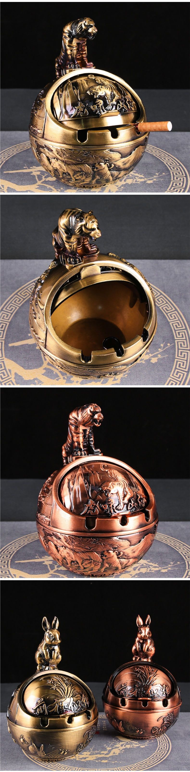 Zodiac Ashtray, High-End, Anti-Fly Ash, Anti-Smoke Odor, with Lid, Home Living Room Decoration