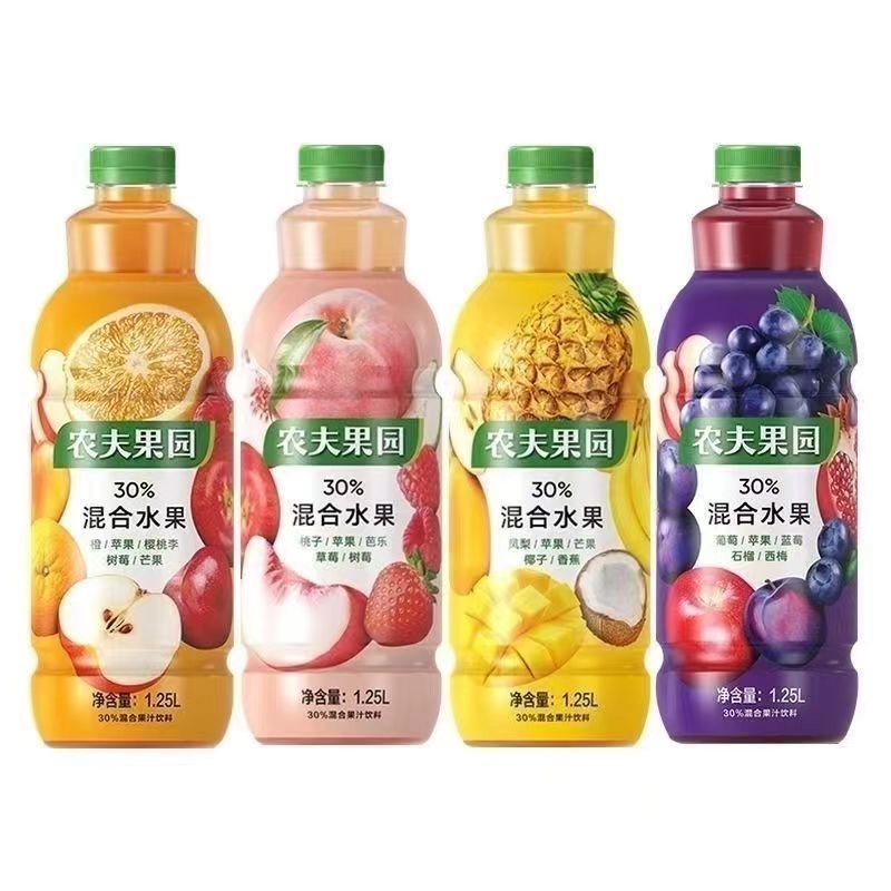 农夫山泉农夫果园1.25L混合果汁葡萄凤梨味30%混合水果果汁饮料