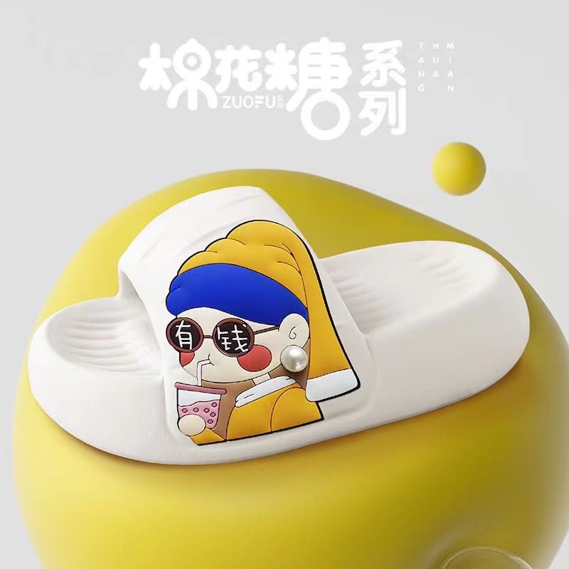 Zapatillas de deslizamiento para mujer verano desgaste suela gruesa dibujos animados pareja casa baño Baño zapatillas de suela blanda para hombres