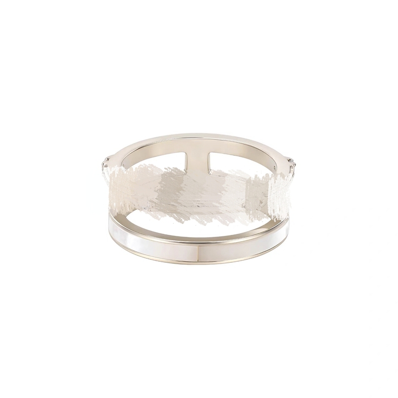 Hengzi Home Decor's same style faux mother-of-pearl iris double-ring ring for women, light luxury French vintage designer jewelry Hengzi Home Decor's same style faux mother-of-pearl iris double-ring ring for women, light luxury French vintage designer jewelry