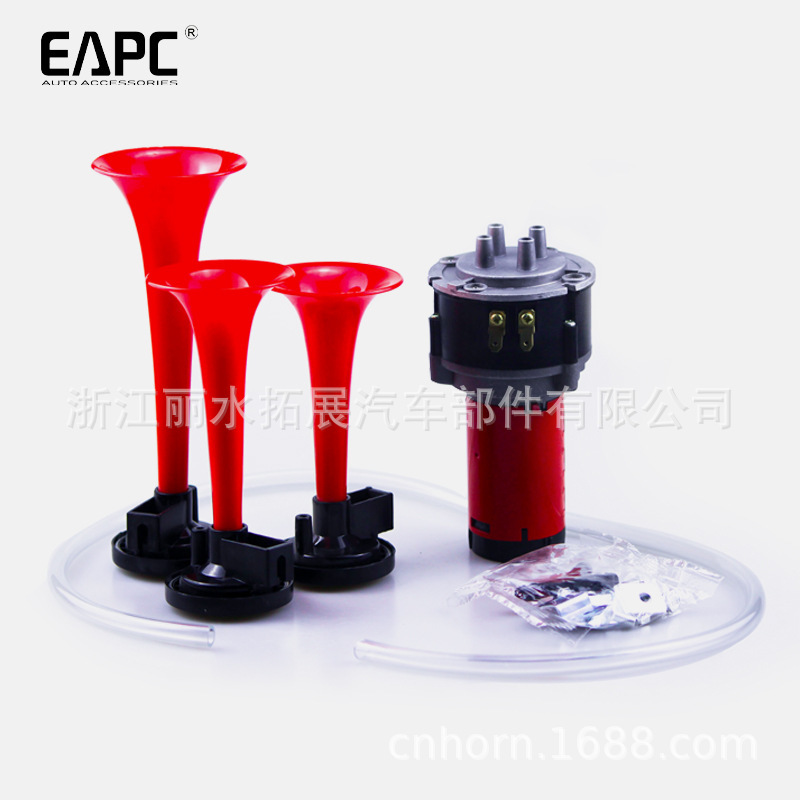 Tz-328 Car Motorcycle 3-Tube Electric Air Horn 12V Large Air Pump Train Horn Electric Whistle Air Horn