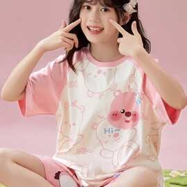 女童睡衣2026新款夏季薄款短袖儿童女孩公主风夏天套装Loopy