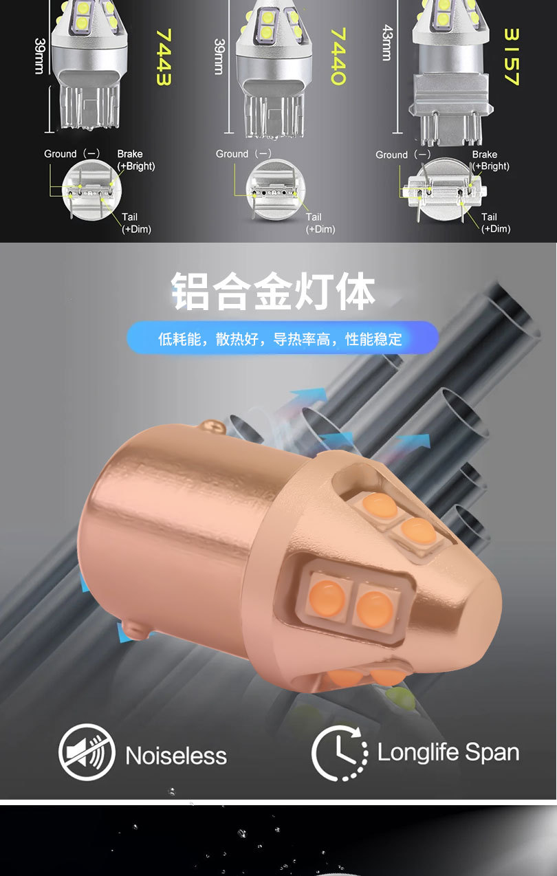 New car led bright constant current wide voltage 3030 10SMD 1157 brake light 1156 turn signal reversing light