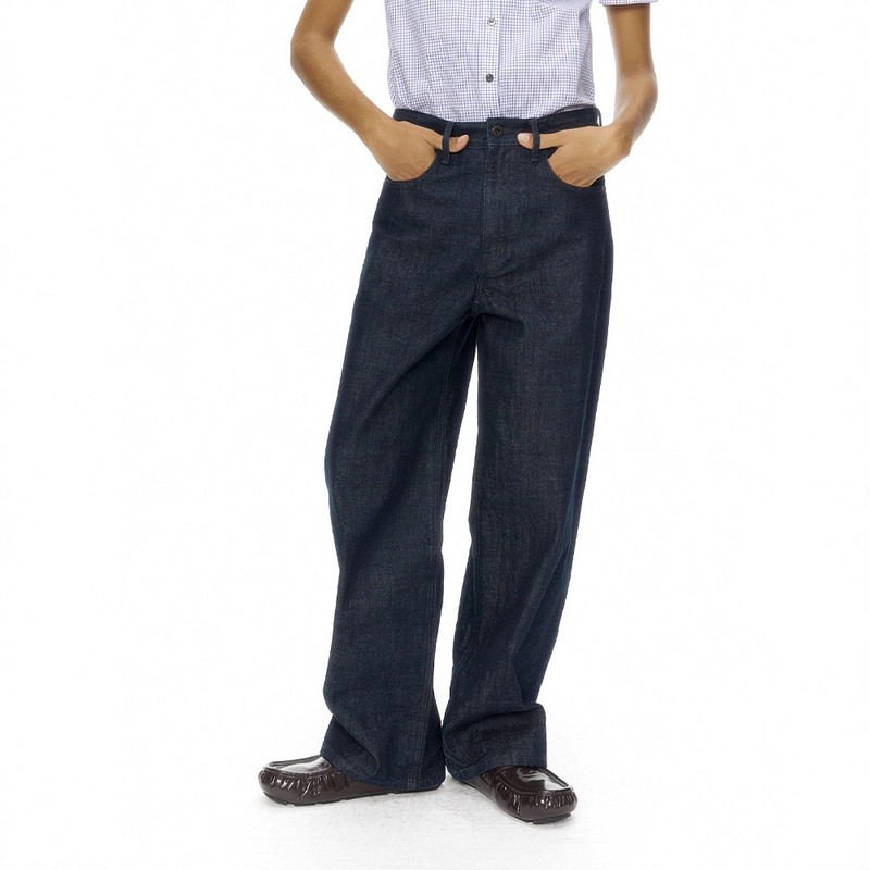 Th～Row Niche 2025 Autumn/Winter Selvedge Raw Denim High-Waisted Straight Wide-Leg Jeans for Women Long Pants