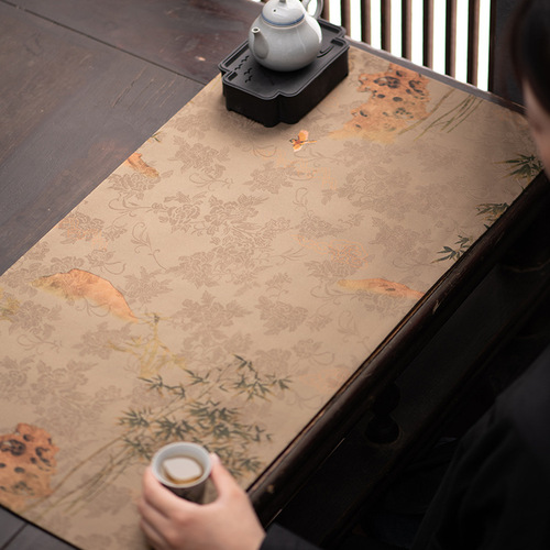 Double-sided fragrant cloud yarn tea mat wholesale new Chinese style Zen retro table flag cloth coffee table insulation pad dry bubble pad tea tablecloth