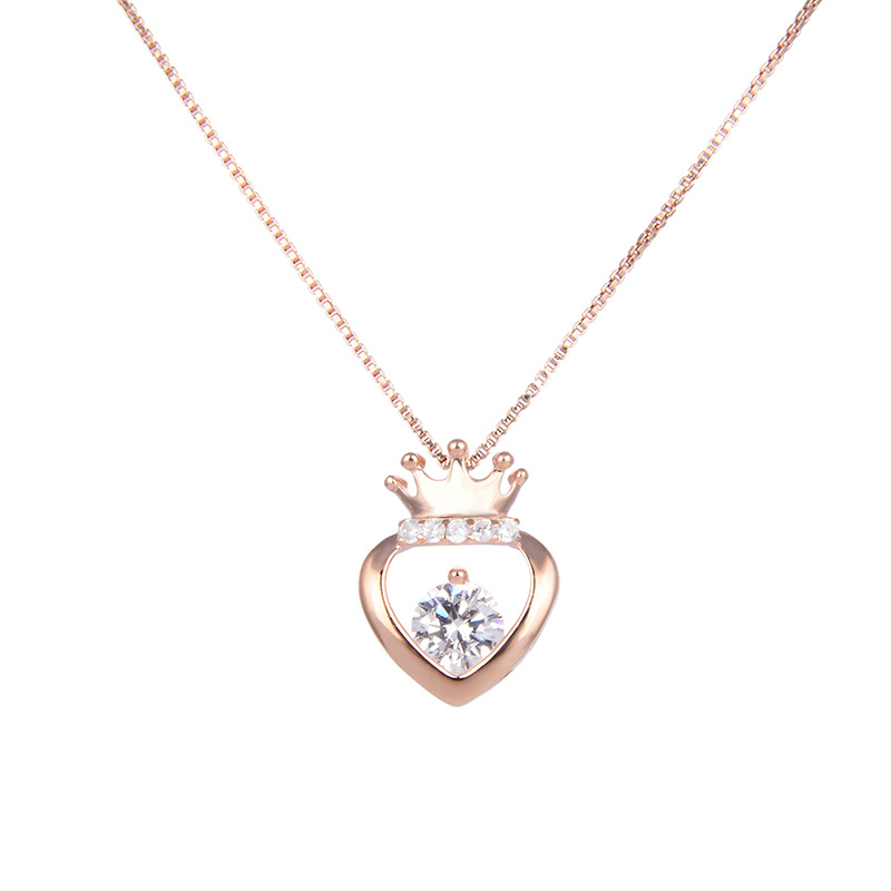 Corea del Sur Dongdaemun moda collar de cadena de clavícula en forma de corazón colgante s925 plata esterlina diamante incrustado hueco amor colgante para las mujeres