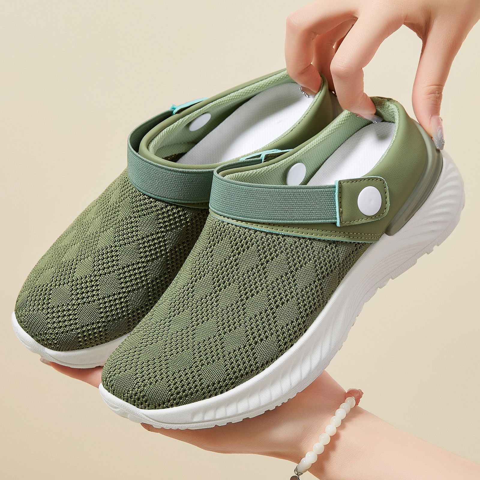 por Jin Seyuan| Zapatos de mujer medio trapezo transpirables zapatos casuales zapatillas ligeras cómodas para salir con zapatos de malla de moda image 4