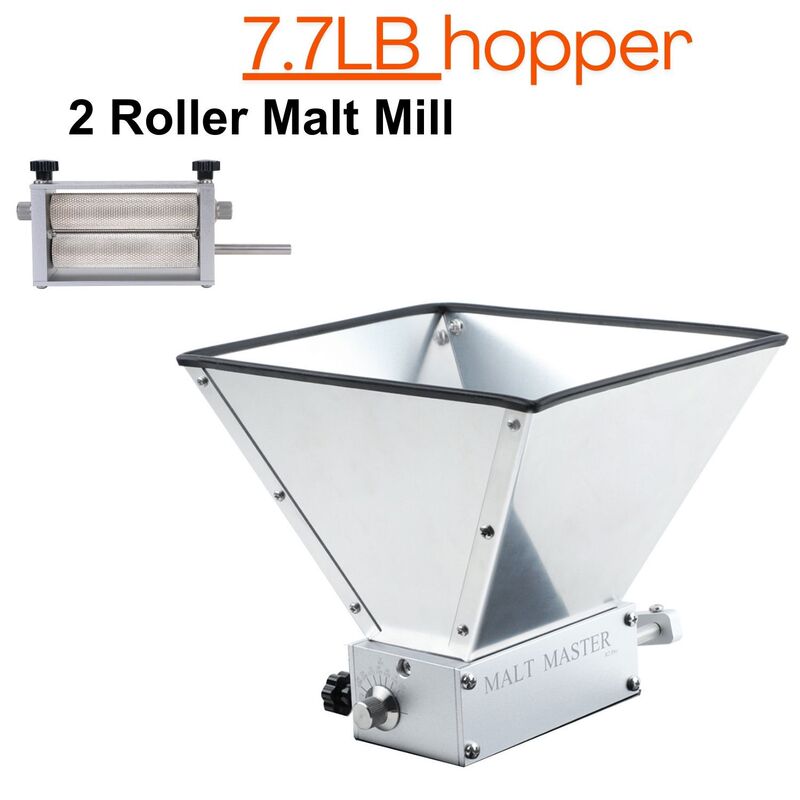 304 Stainless Steel Double-Roller Malt Press with Adjustable Roller Spacing, High-Efficiency Crushing Machine for Beer Brewing, Commercial Use